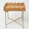 Scalloped Rattan Tray With Stand