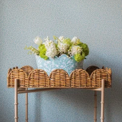 Scalloped Rattan Tray With Stand