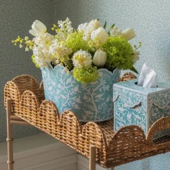 Scalloped Rattan Tray With Stand