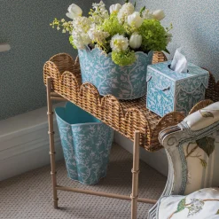 Scalloped Rattan Tray With Stand