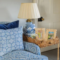 Scalloped Rattan Tray With Stand