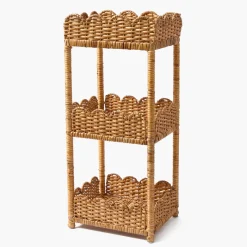 Scalloped Tiered Rattan Side Table