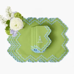 Scarlett Green & Blue Placemats & Napkins (Set of 4)