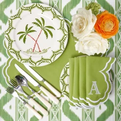 Serena Apple Green Scalloped Placemats (Set of 4)