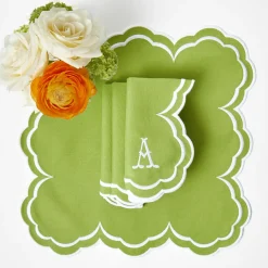 Serena Apple Green Scalloped Napkins (Set of 4)