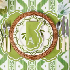 Serena Apple Green Scalloped Napkins (Set of 4)