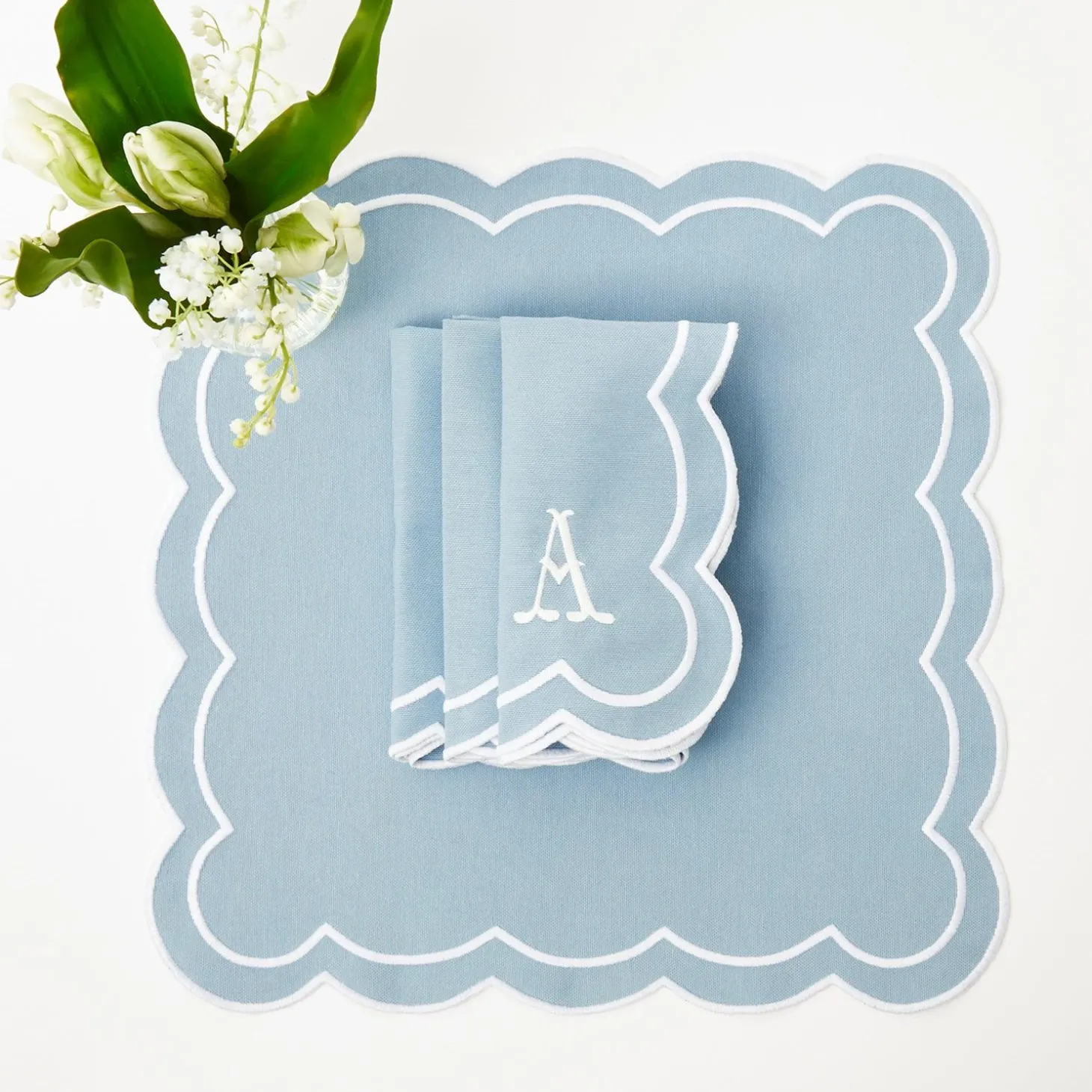 Serena Appliqué Blue Napkins (Set of 4)