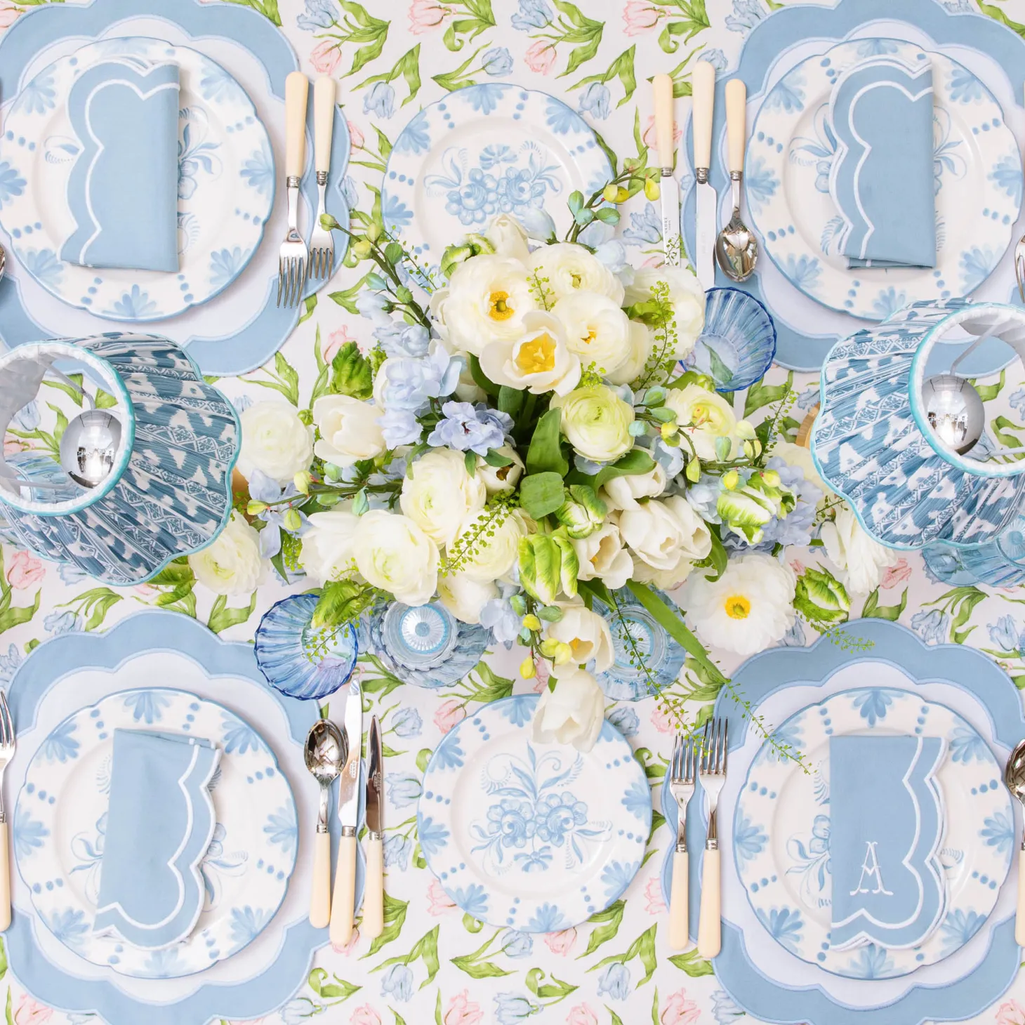 Serena Appliqué Blue Napkins (Set of 4)