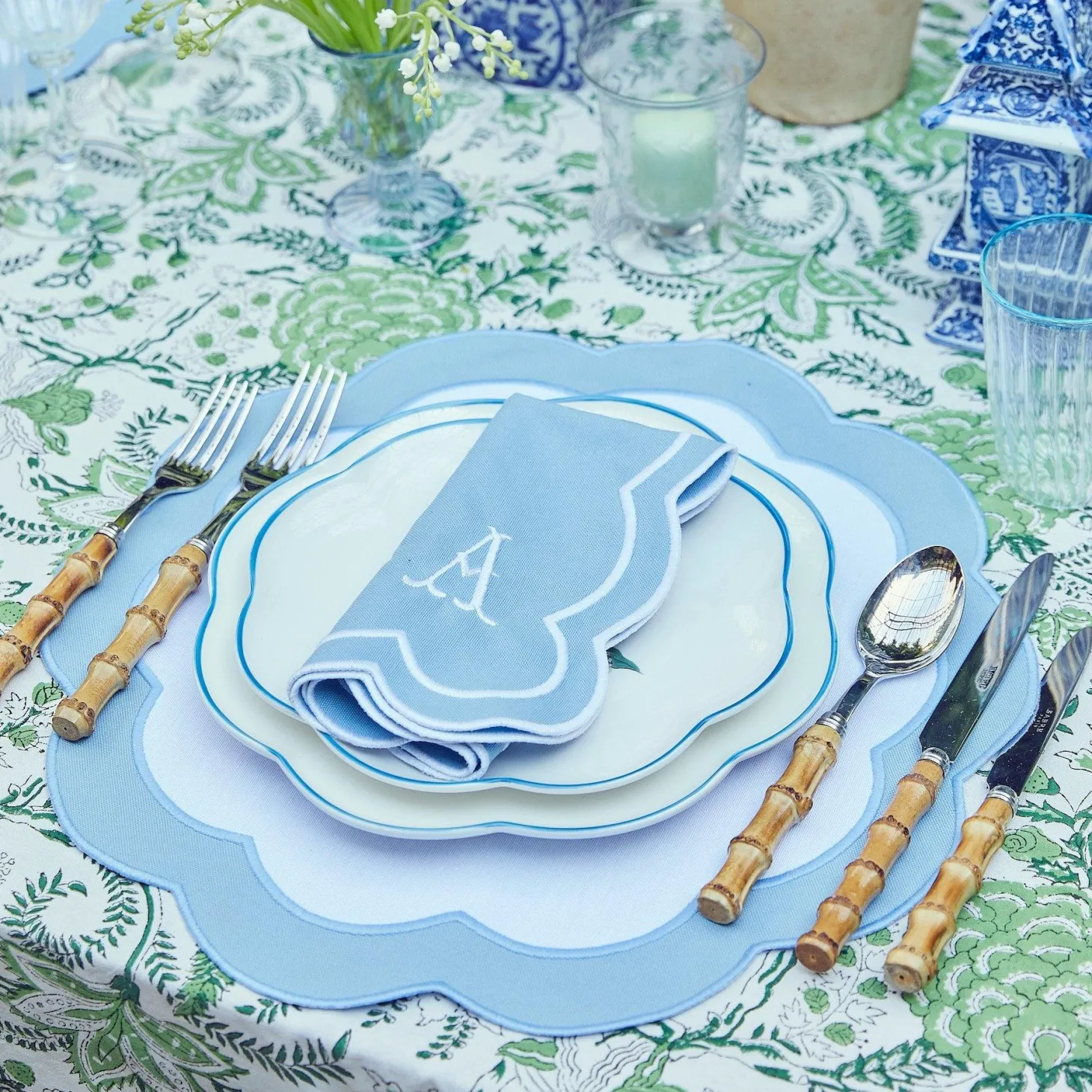 Serena Appliqué Blue Napkins (Set of 4)