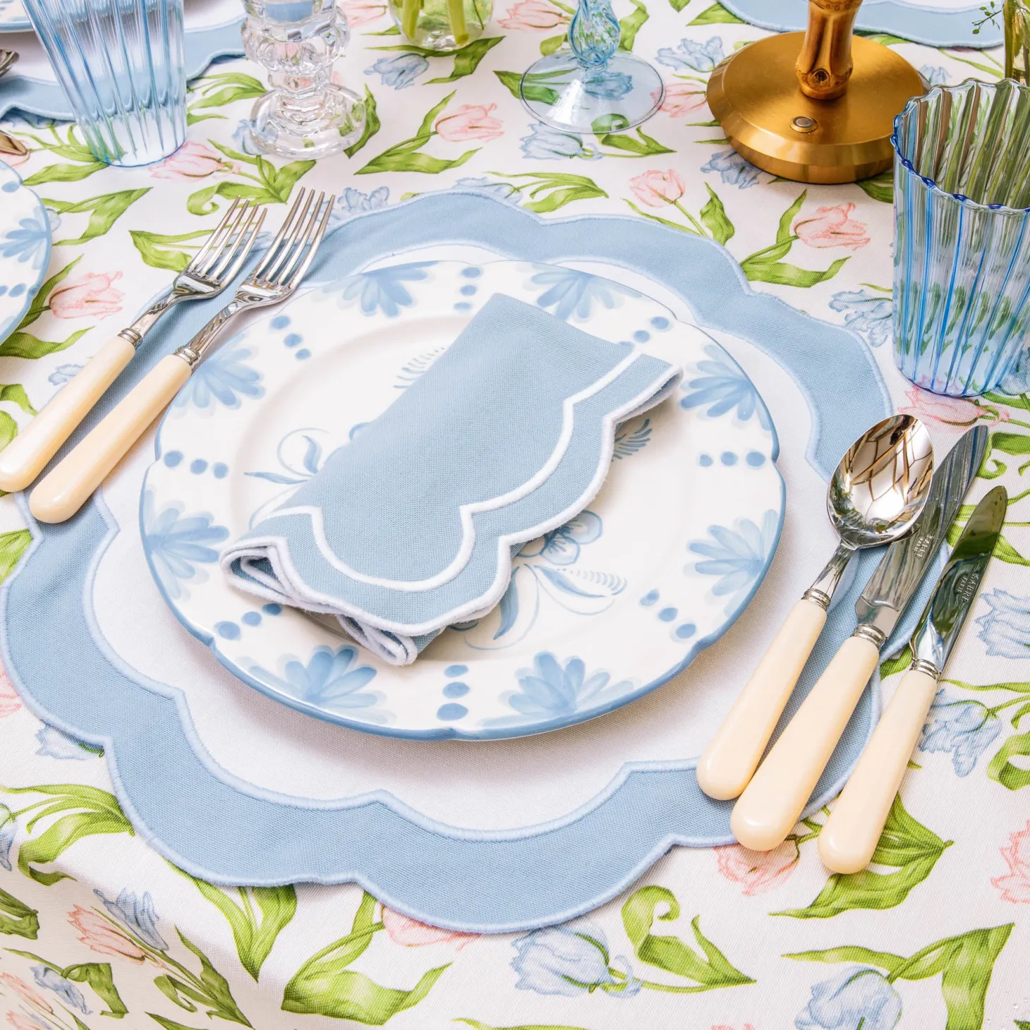 Serena Appliqué Blue Napkins (Set of 4)