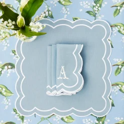 Serena Appliqué Blue Placemats & Napkins (Set of 4)