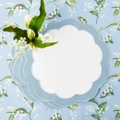 Serena Appliqué Blue Placemats & Napkins (Set of 4)