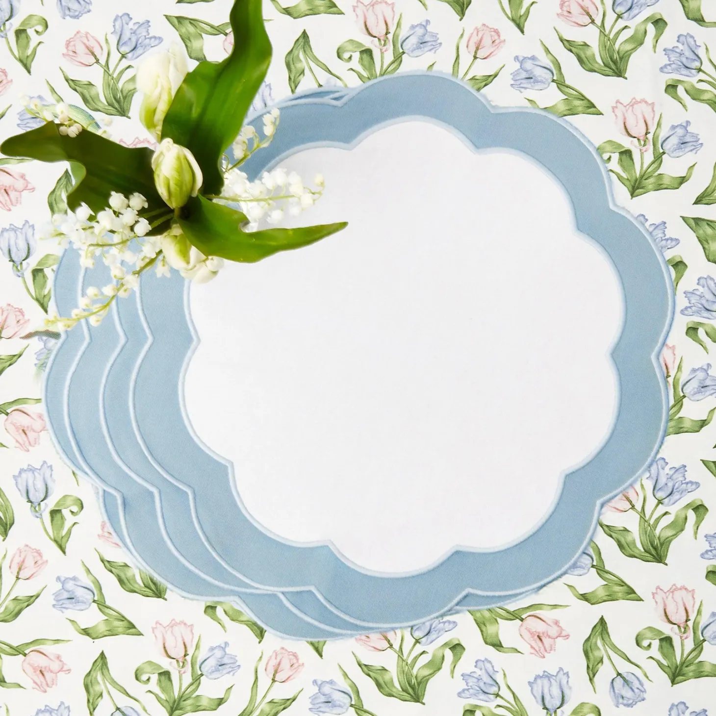 Serena Appliqué Blue Placemats (Set of 4)