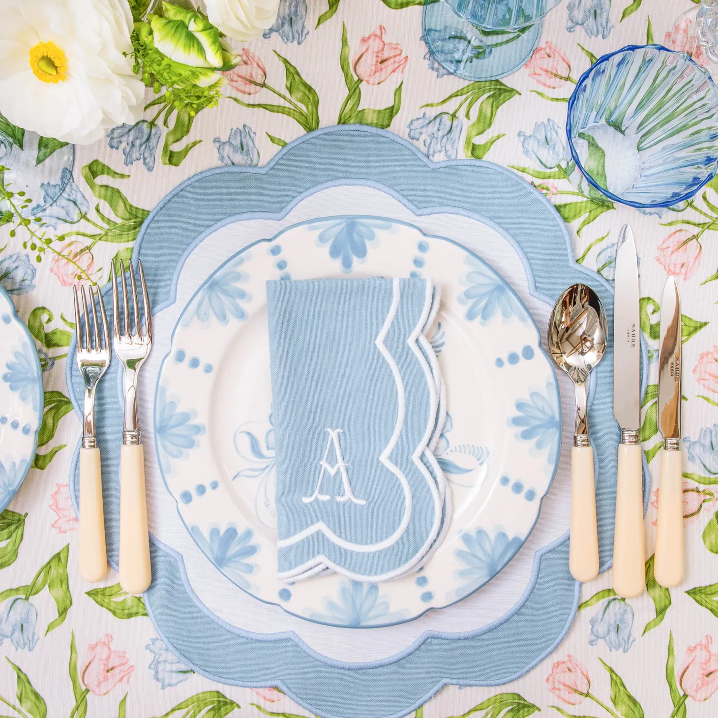 Serena Appliqué Blue Placemats (Set of 4)