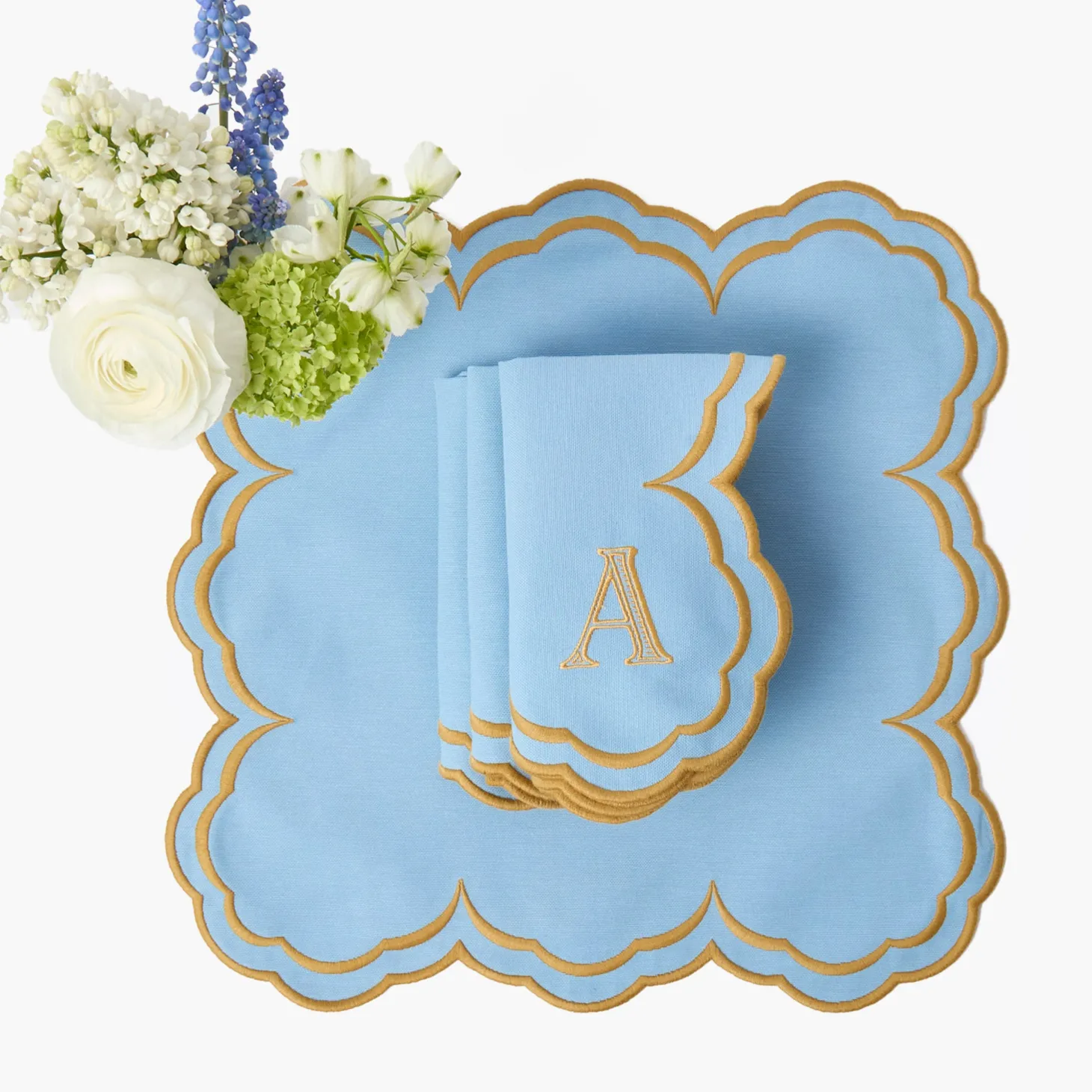 Serena Blue & Caramel Napkins (Set of 4)