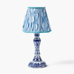 Serena Chinoiserie Rechargeable Lamp with Blue Ikat Shade (18cm)