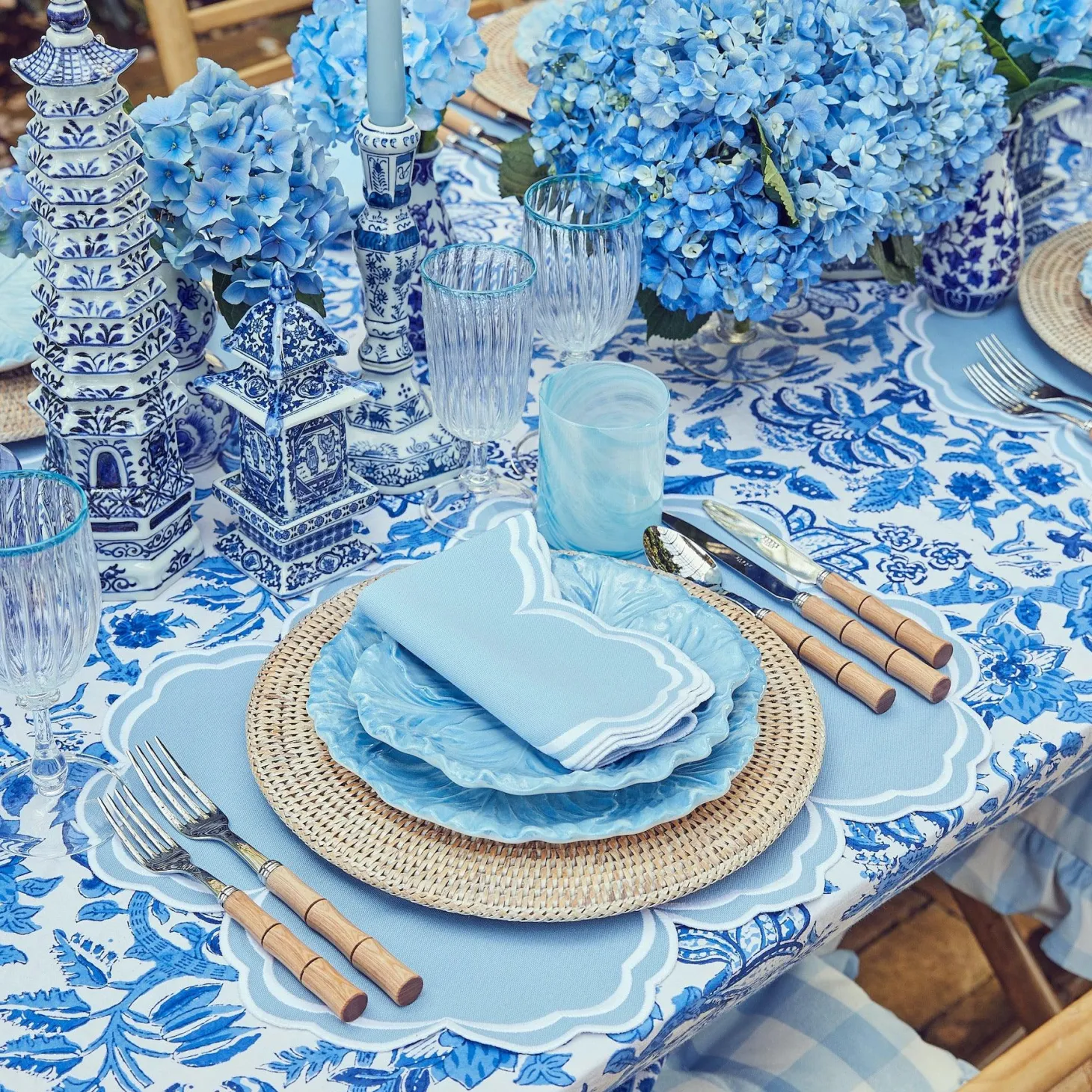 Serena Cornflower Blue Placemats & Napkins (Set of 4)