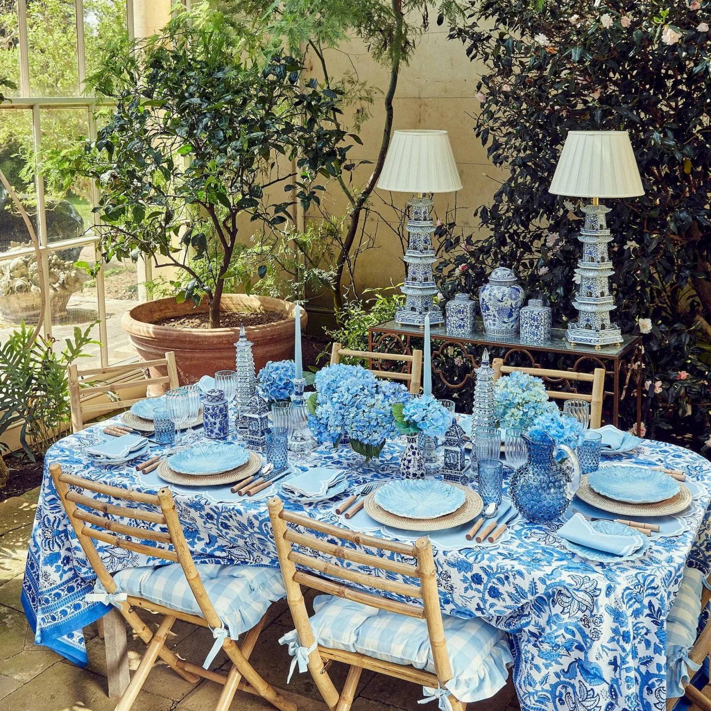 Serena Cornflower Blue Placemats & Napkins (Set of 4)
