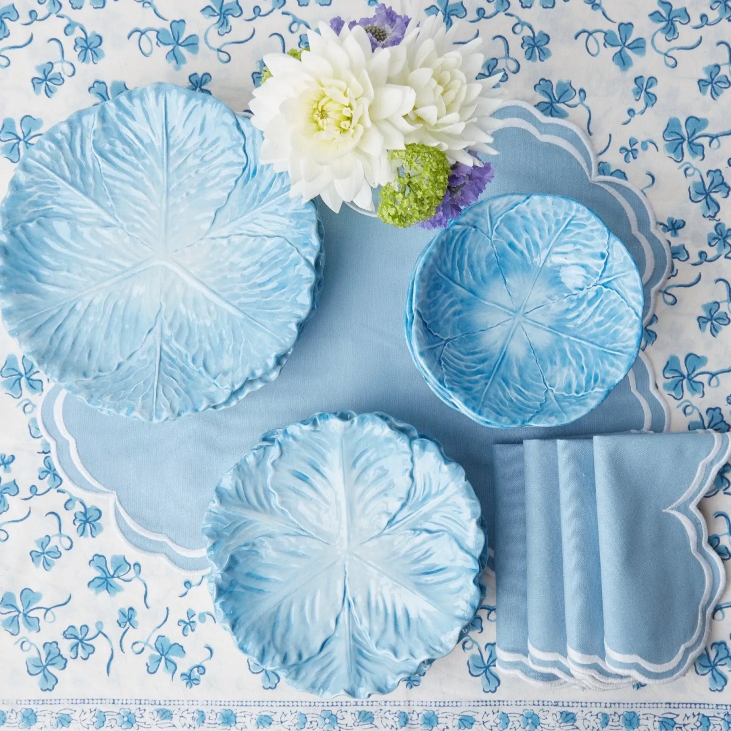 Serena Cornflower Blue Placemats & Napkins (Set of 4)