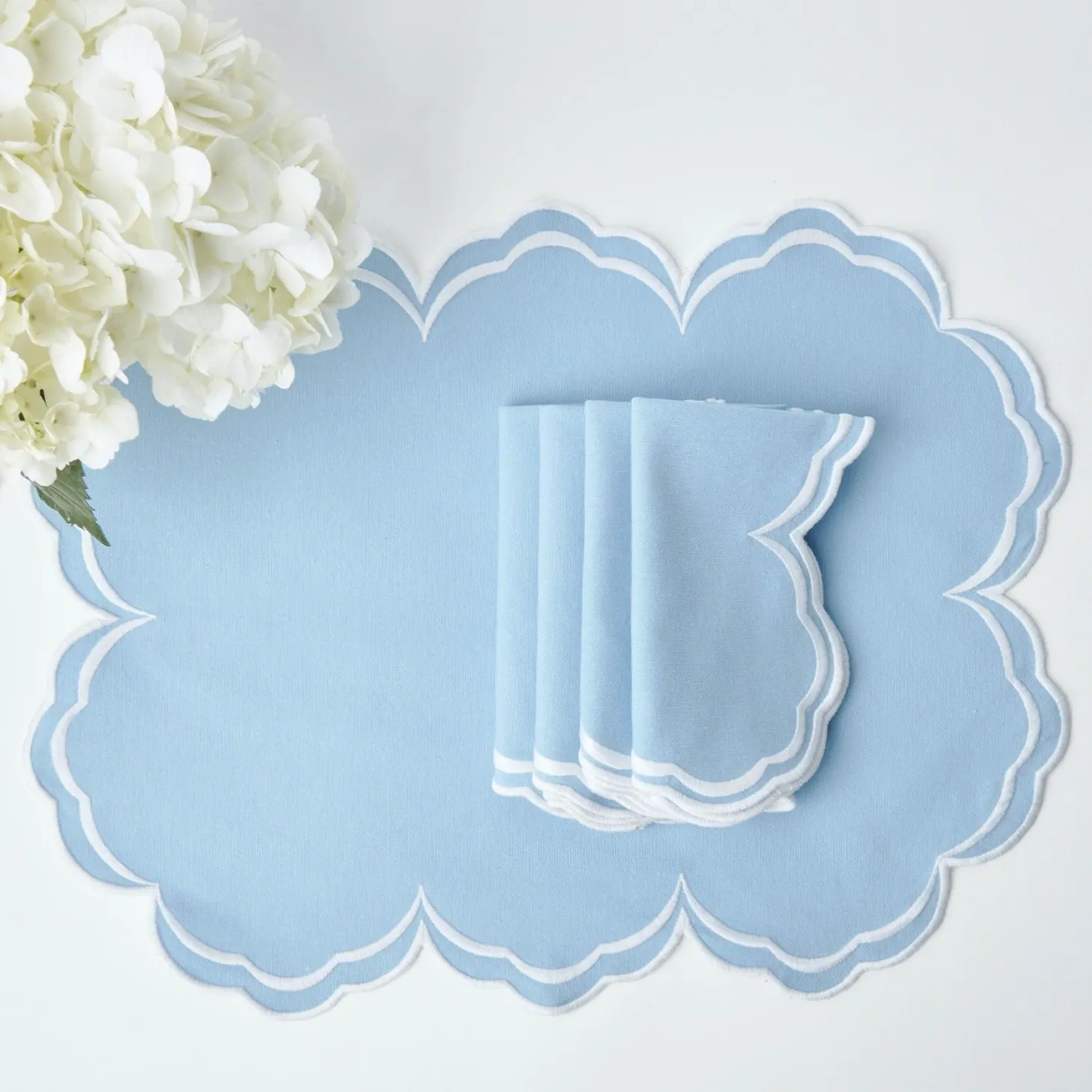 Serena Cornflower Blue Placemats & Napkins (Set of 4)