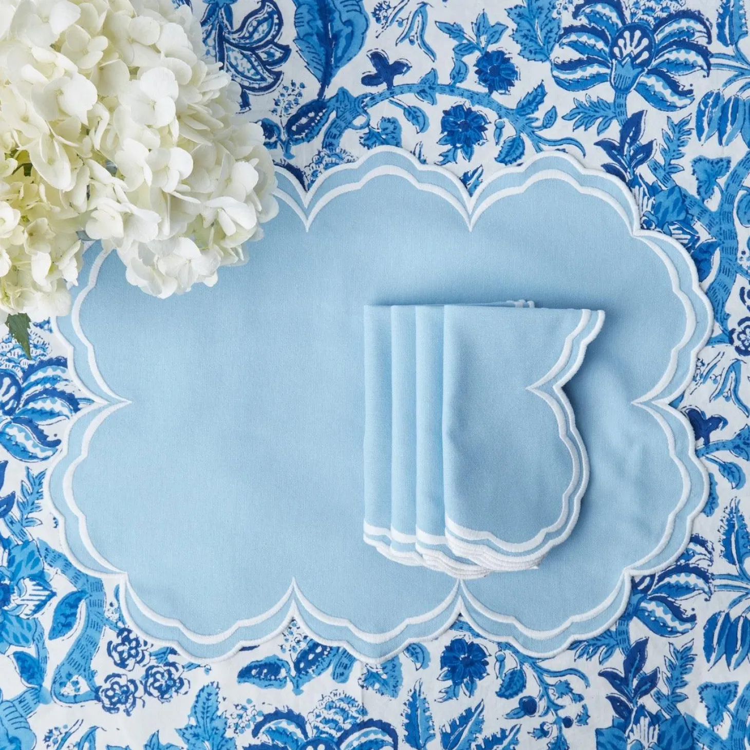 Serena Cornflower Blue Placemats & Napkins (Set of 4)