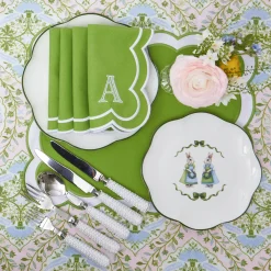 Serena Green Appliqué Napkins (Set of 4)