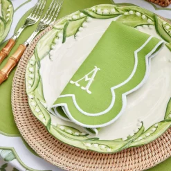 Serena Green Appliqué Napkins (Set of 4)