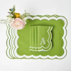 Serena Green Appliqué Placemats & Napkins (Set of 4)