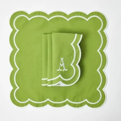 Serena Green Appliqué Placemats & Napkins (Set of 4)