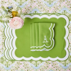 Serena Green Appliqué Placemats & Napkins (Set of 4)