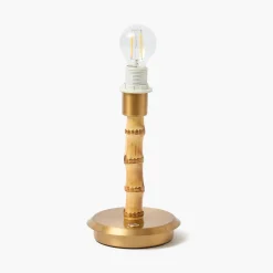 Short Bamboo Rechargeable Lamp with Coral Lotus Shade (18cm)