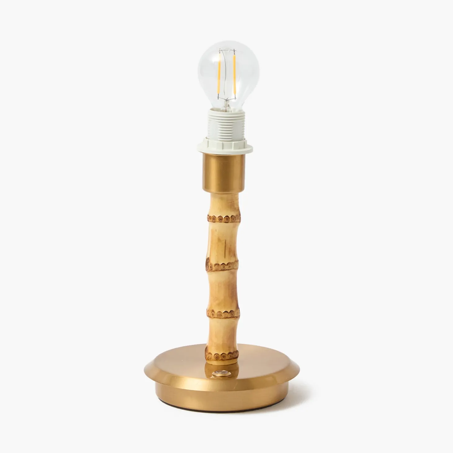 Short Bamboo Rechargeable Lamp with Coral Lotus Shade (18cm)