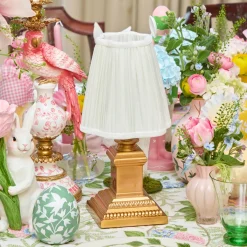 Short Corinthian Square Rechargeable Lamp with Cream Shade (18cm)