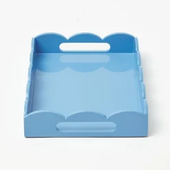 Small Blue Lacquer Scalloped Tray