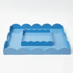 Small Blue Lacquer Scalloped Tray