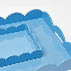 Small Blue Lacquer Scalloped Tray