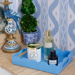 Small Blue Lacquer Scalloped Tray