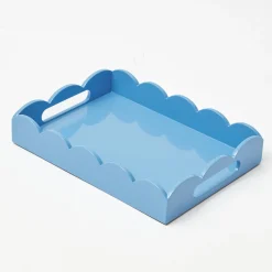 Small Blue Lacquer Scalloped Tray
