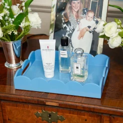 Small Blue Lacquer Scalloped Tray