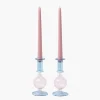 Small Camille Pink & Blue Candle Holder (Pair)
