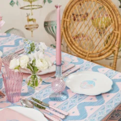 Small Camille Pink & Blue Candle Holder (Pair)