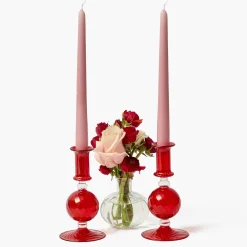 Small Camille Red Candle Holder (Pair)