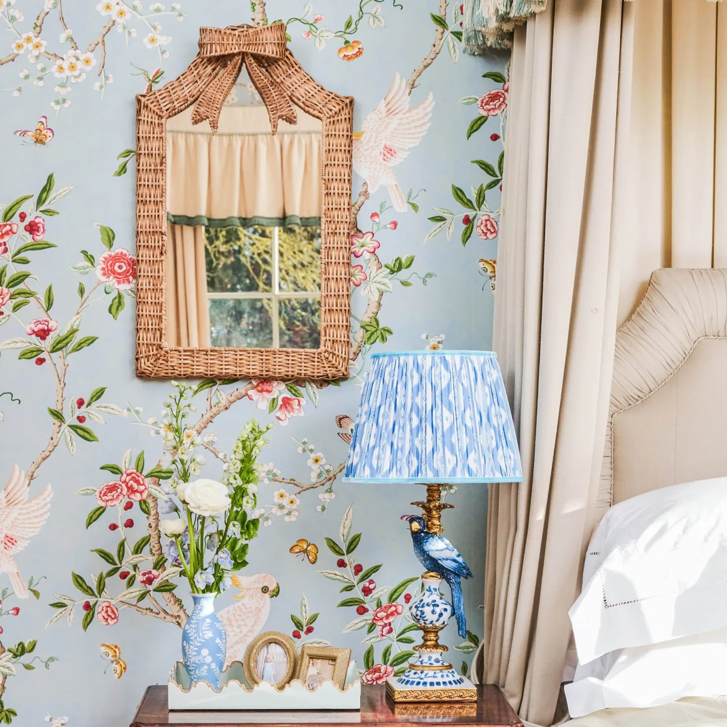 Small Celine Bow Rattan Mirror