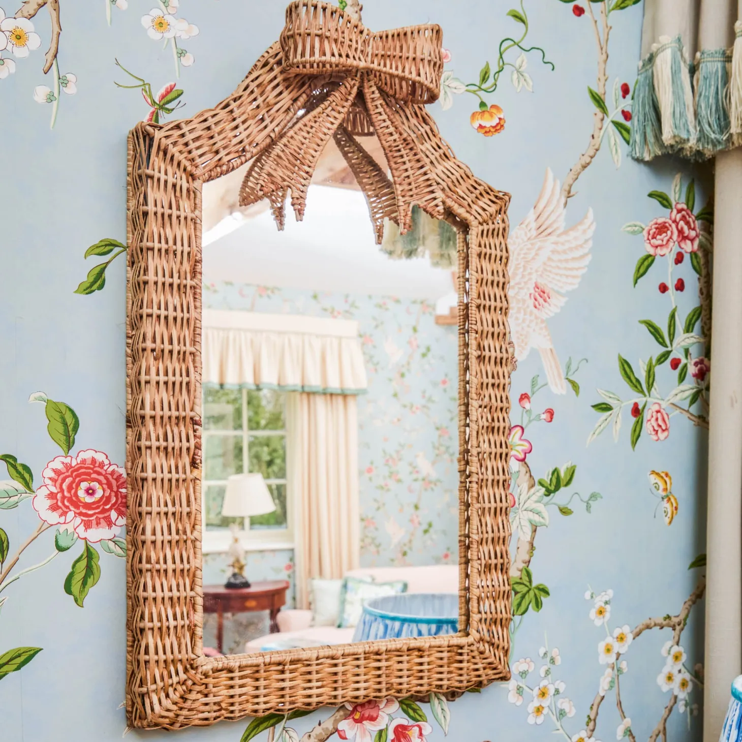 Small Celine Bow Rattan Mirror