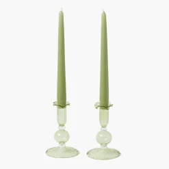 Small Eden Green Candle Holders (Pair)