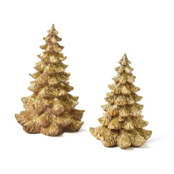 Small Gold Glitter Christmas Tree (Pair)