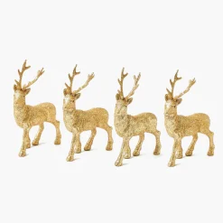 Small Gold Glitter Reindeer (Set of 4)