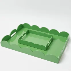 Small Green Lacquer Scalloped Tray