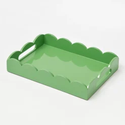 Small Green Lacquer Scalloped Tray