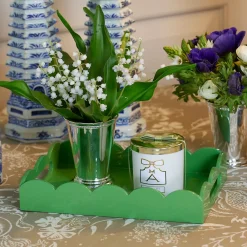 Small Green Lacquer Scalloped Tray